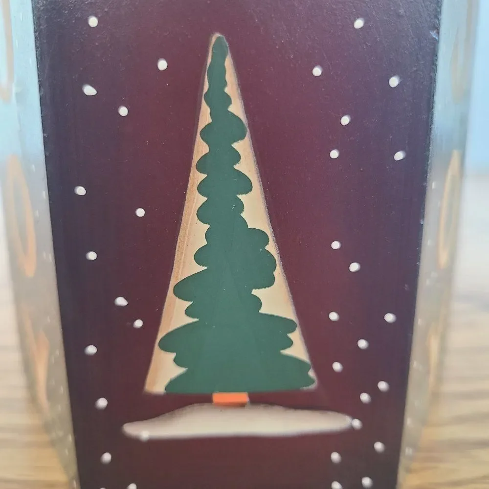 Crazy Mountain Vintage Christmas Votive Candle Holder Wooden Box With Lid